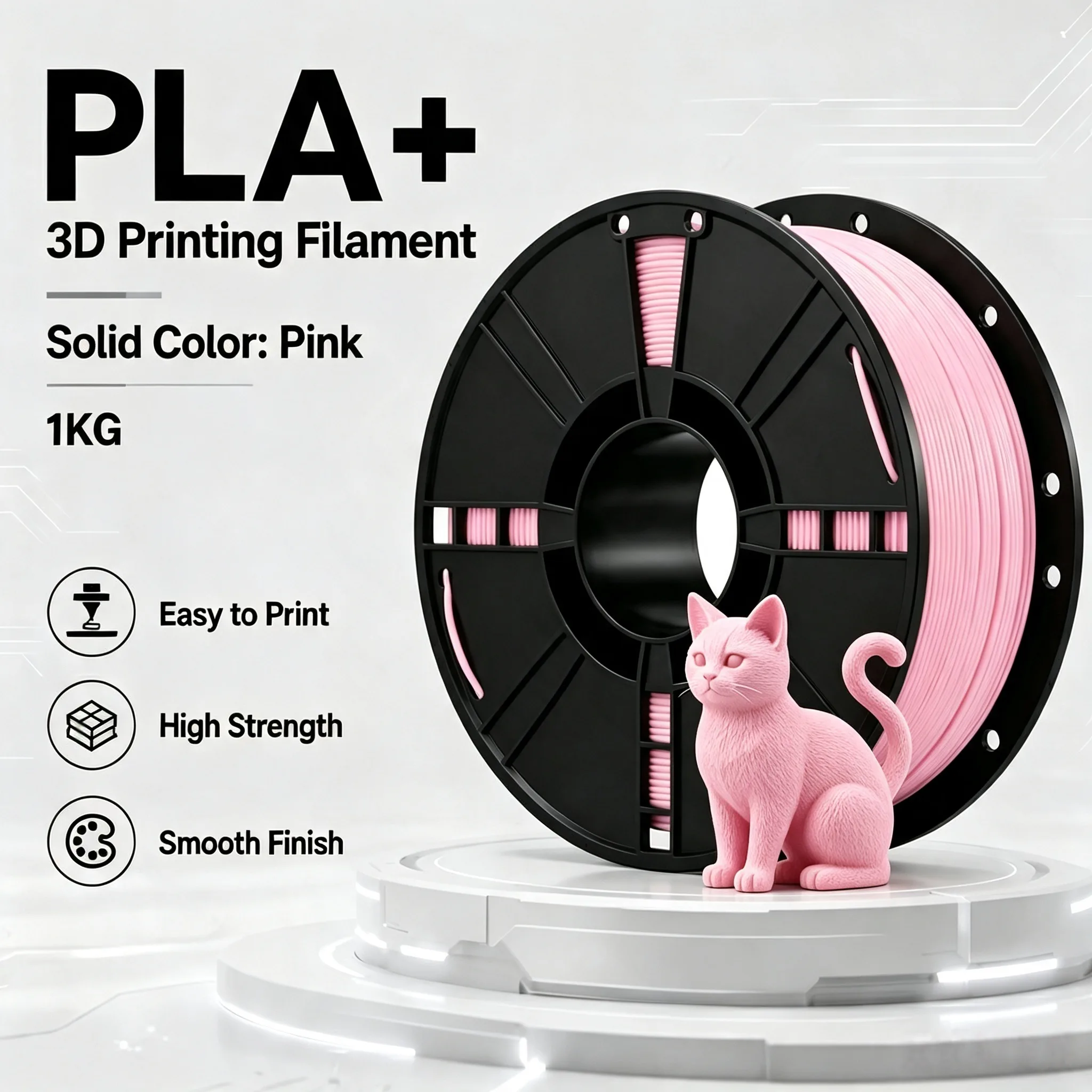 NORAY PLA+ Filament 1.75mm Pink 1KG Clog-Free & Bubble-Free PLA Plus PLA Pro Filaments Less-tangle and Easy to Use