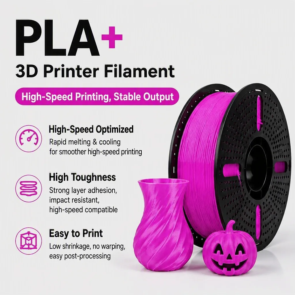 PLA Plus Filament Smooth Surface Strong Layer Adhesion Impact Resistant 1.75mm Filament for High Speed 3D Printing, 1kg