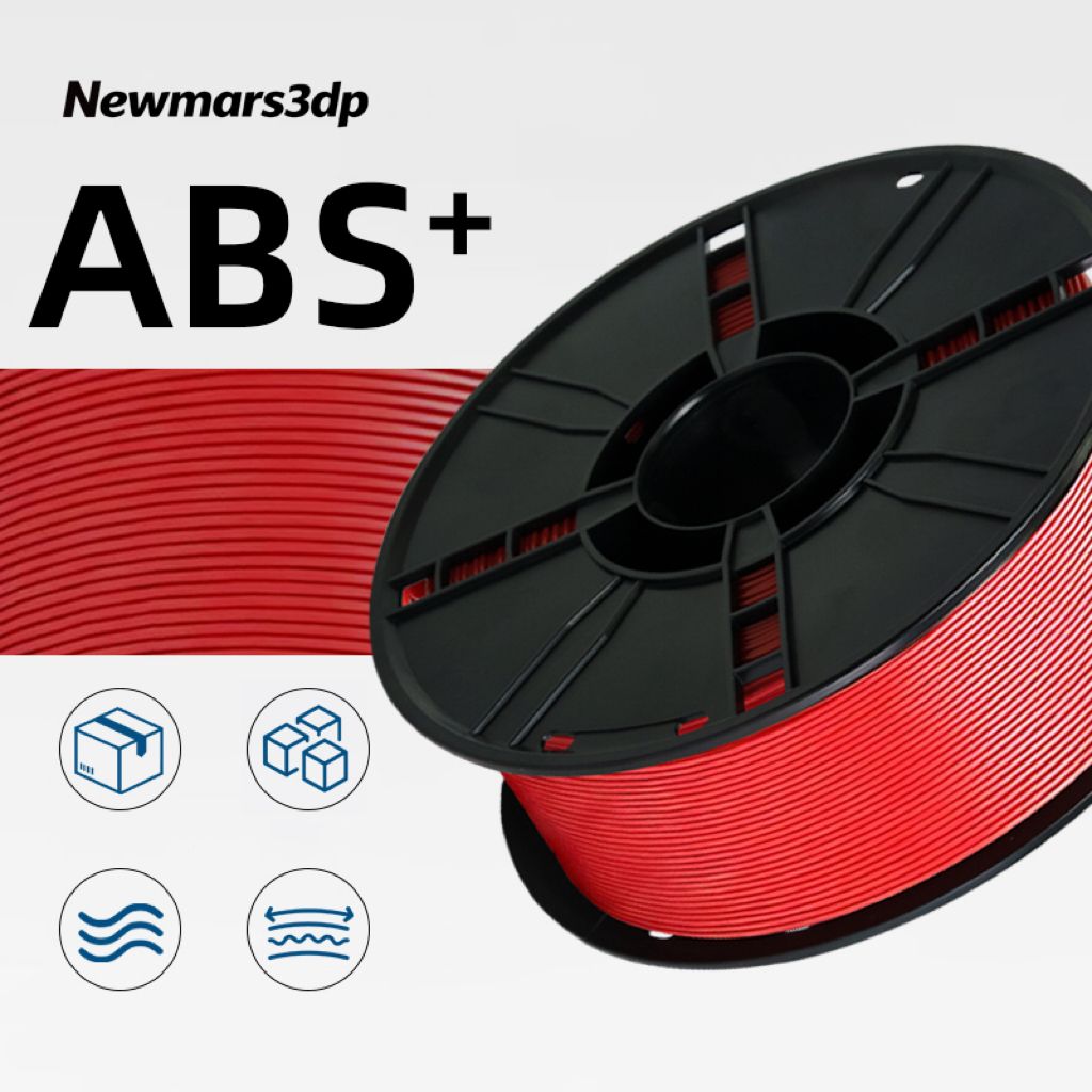 NORAY Red ABS+ 1.75mm 3D Filament High Abrasion/Heat Resistant, No Clog, ±0.02mm, 1kg Spool, Universal for Bambu ESUN Print