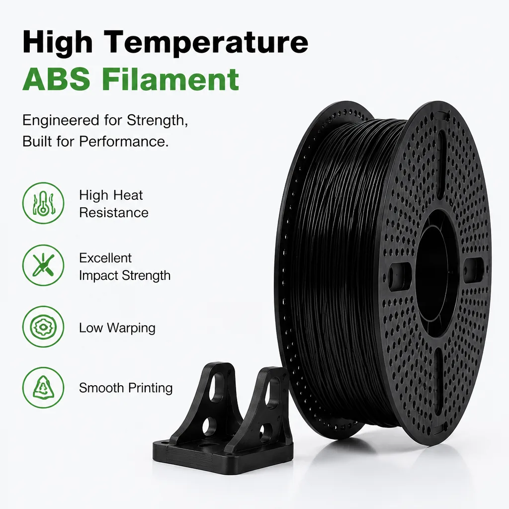High Heat Resistant ABS Filament 3D Printer Consumables Low Shrinkage No Cracking For Functional Parts Electronic Enclosures