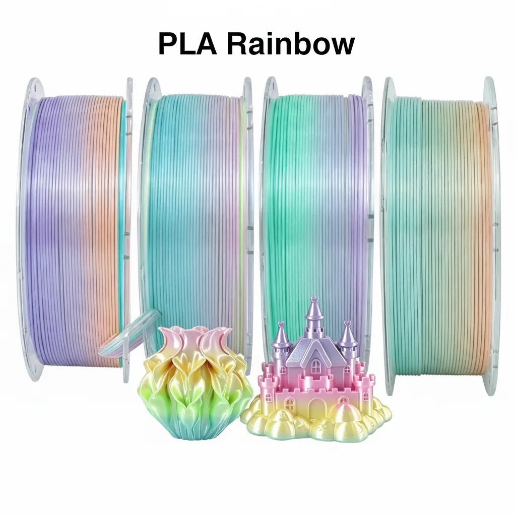 NORAY High Quality Silk Rainbow PLA Filament 1.75mm 1kg Multicolor 3D Printing Material FDM 3D Printer Spool