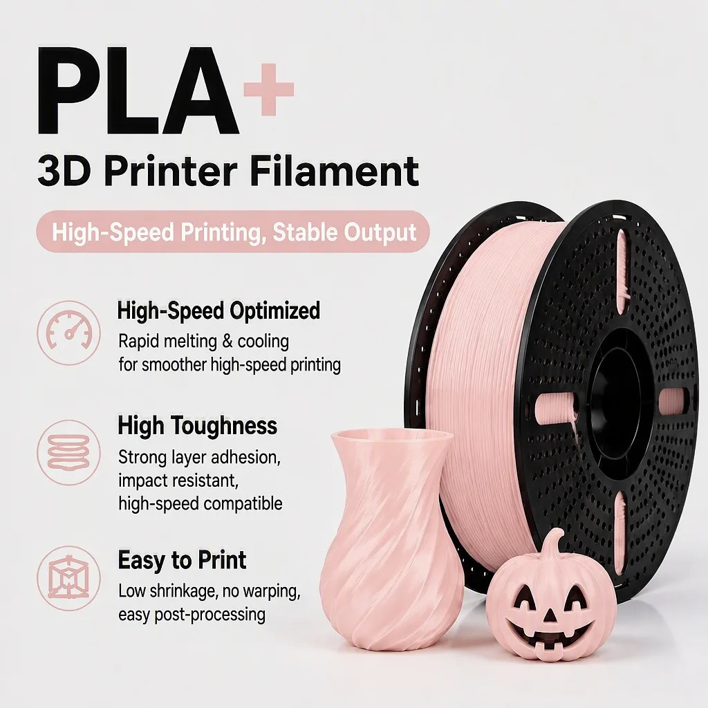 PLA+ Filament 1.75mm 1KG 3D Printer Filament High Speed PLA Plus Material for FDM Printer, Silk Pink PLA