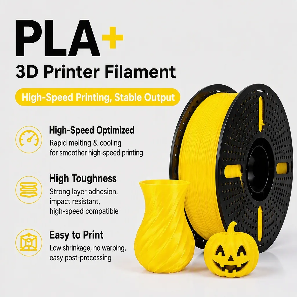 1.75mm PLA+ Filament for FDM 3D Printers, Colorful PLA Filament for Prototyping DIY Models Classroom Projects, 1kg Spool