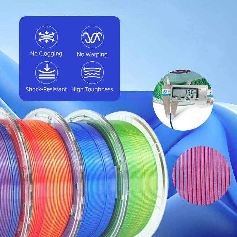 Silk PLA 3D Printer Filament Dual Color Low Shrinkage Odorless Easy to Print 1.75mm/2.85mm/3.5mm 1kg